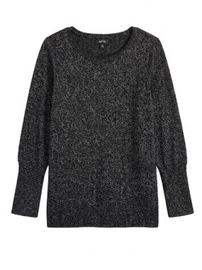APT. 9 Metallic Long Sleeve Pullover Sweater, Women’s M, Black